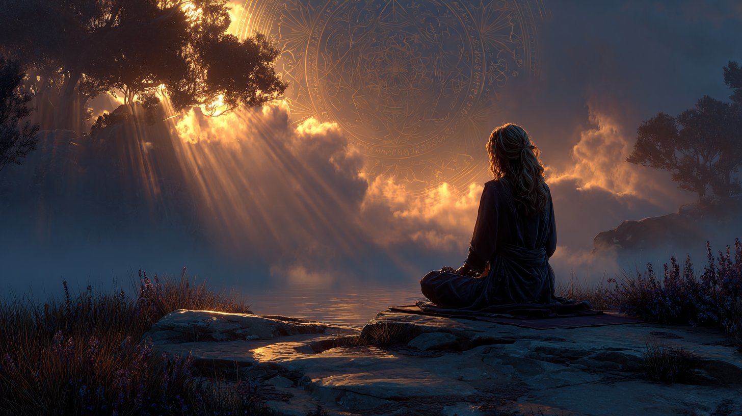 Una mujer conectando con su diosa interior a través de la meditación.