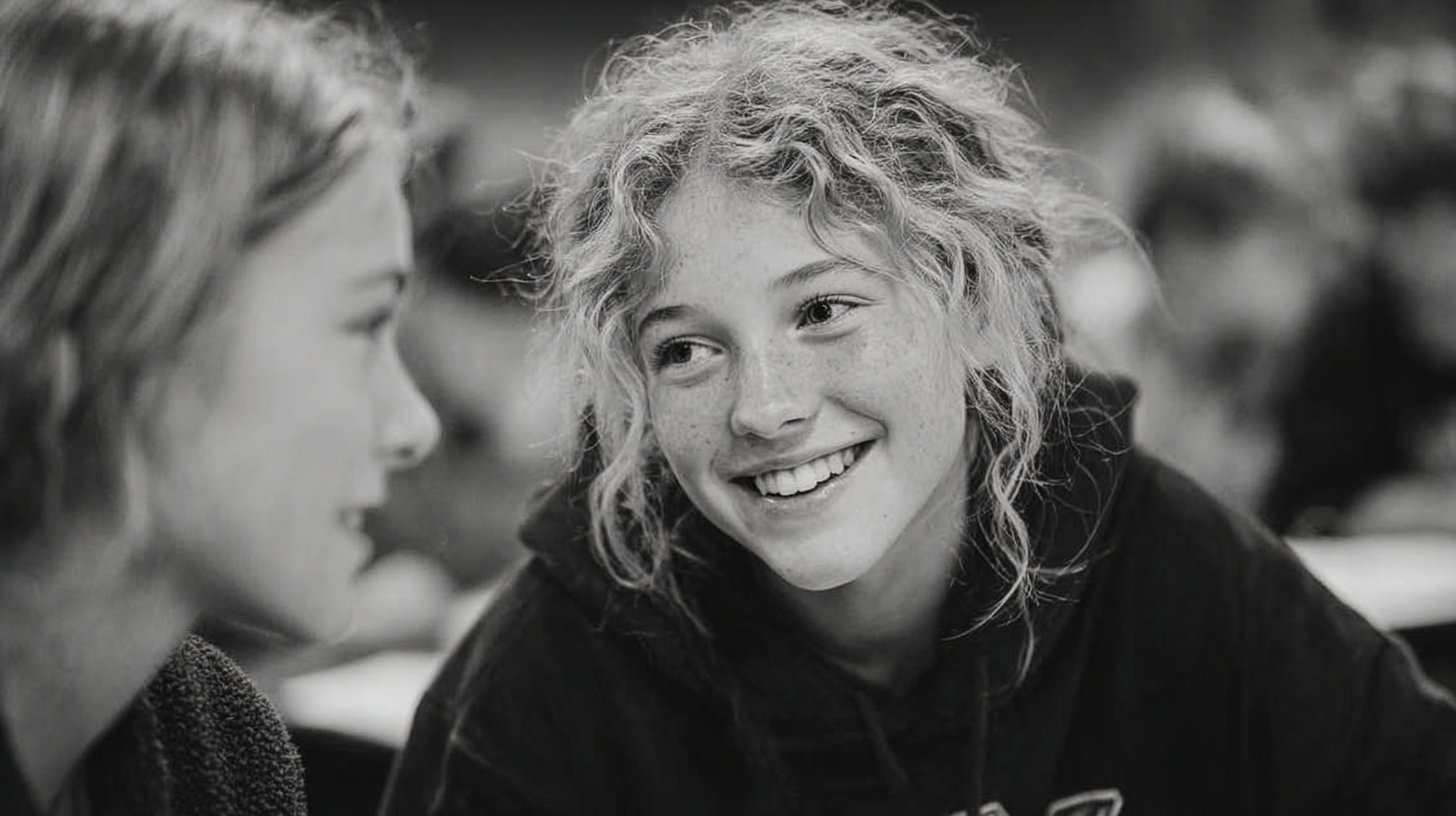 Freunde lachen und genießen einen fröhlichen Moment miteinander.