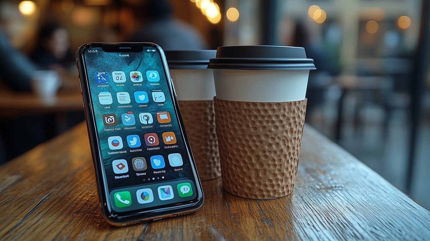 Primo piano di uno smartphone con app nascoste e notifiche.