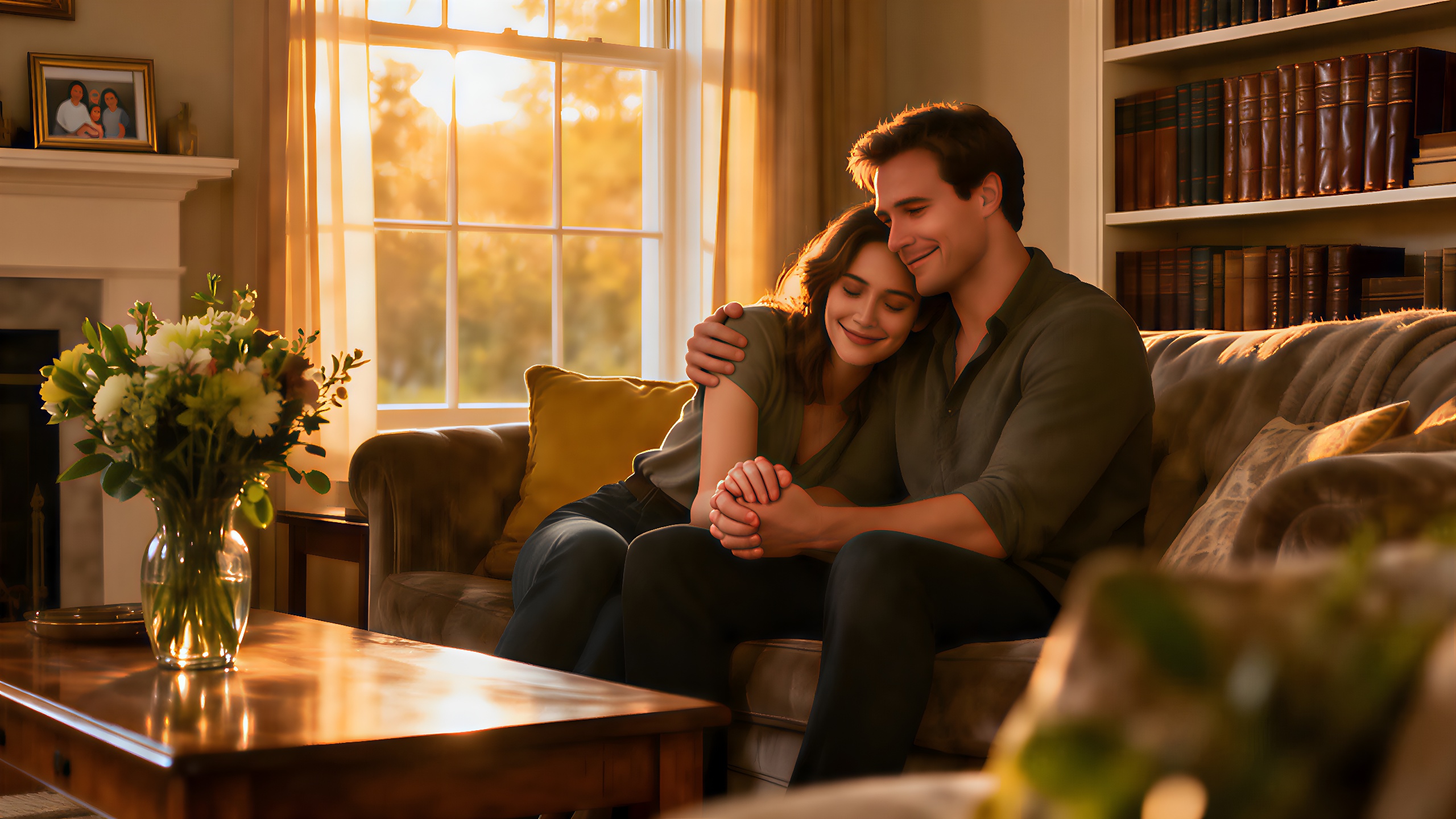 Ein leidenschaftliches Paar nach einem Streit in einer einladenden Stube.