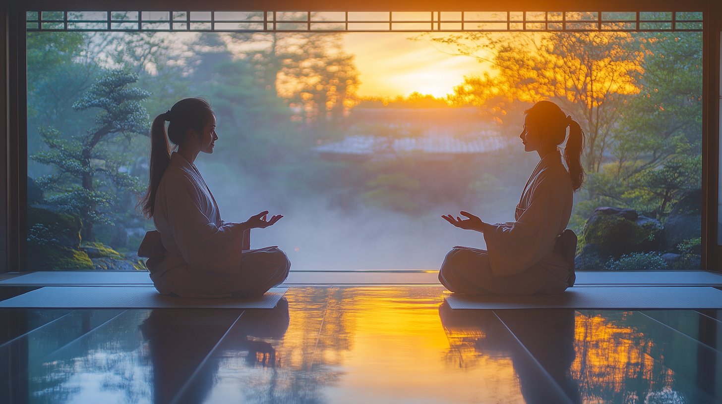 Freunde zeigen respektvolle Gesten in einer beruhigenden Umgebung.