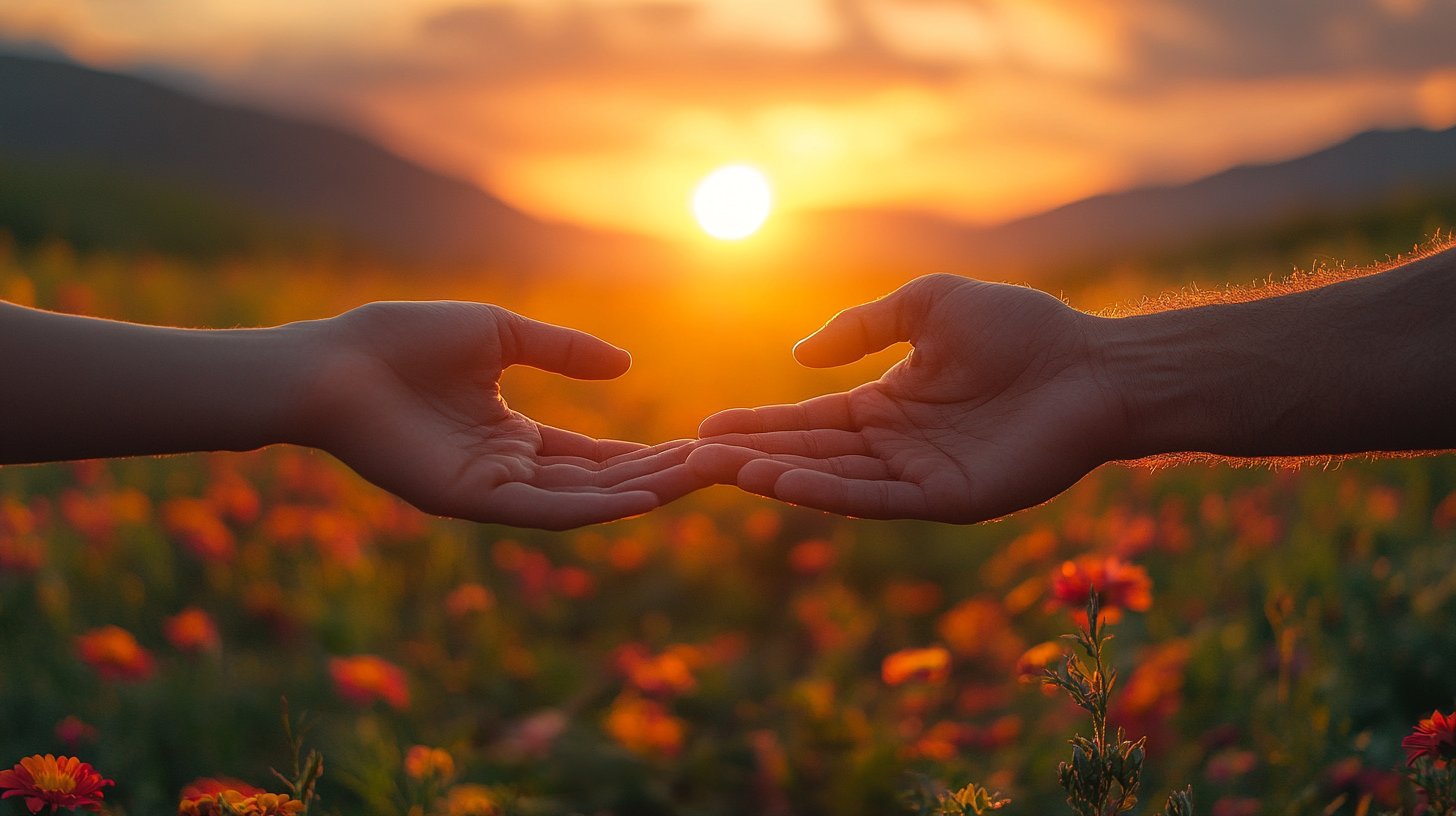 Hands reaching for each other, symbolizing trust.
