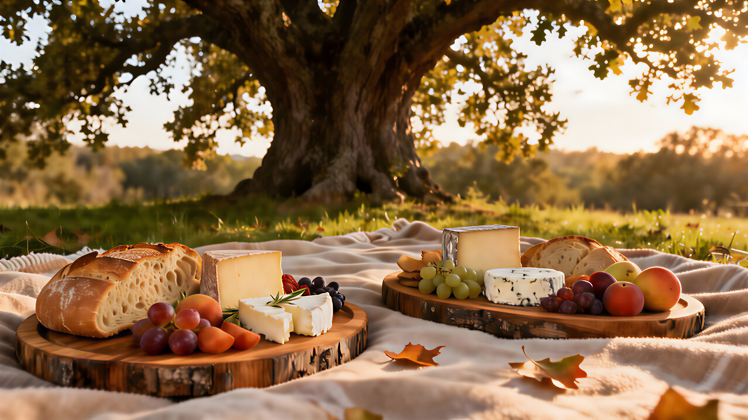 Idyllisches Picknick unter einer Eiche.