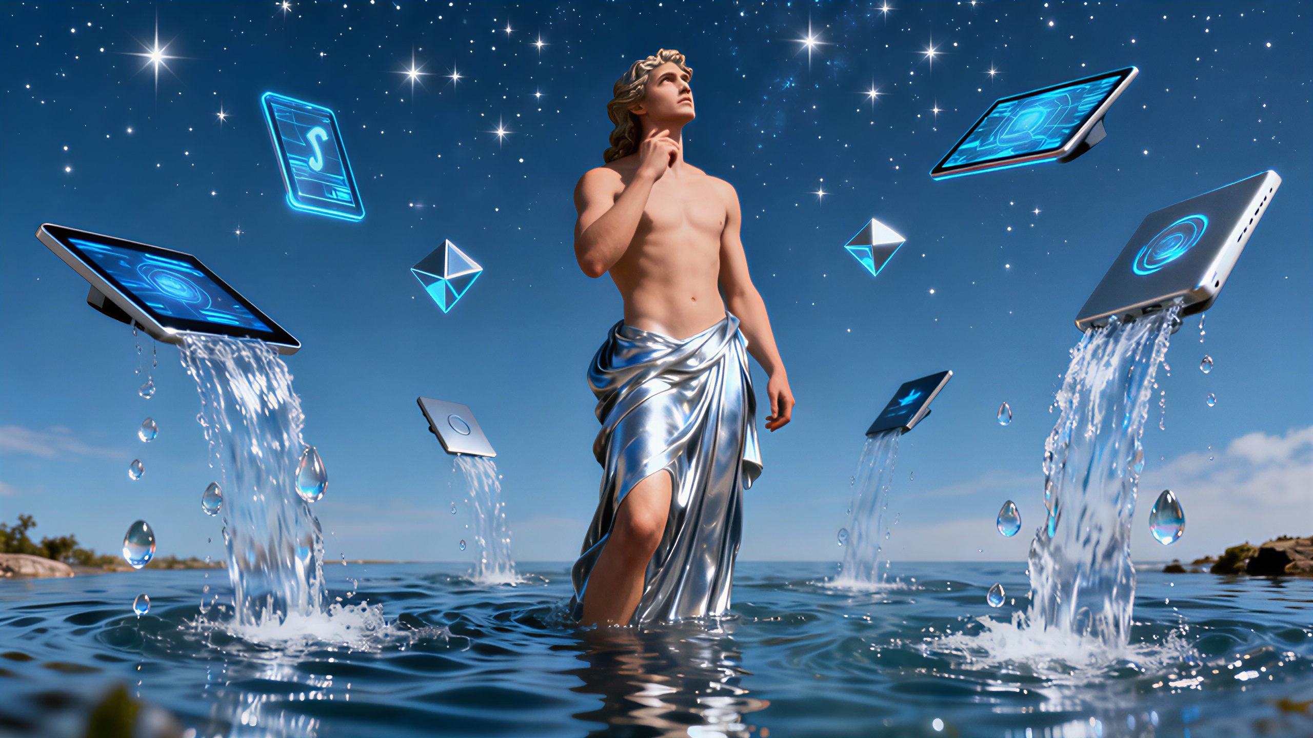 Aquarius, der Innovator: Technologie und Kreativität vereint.