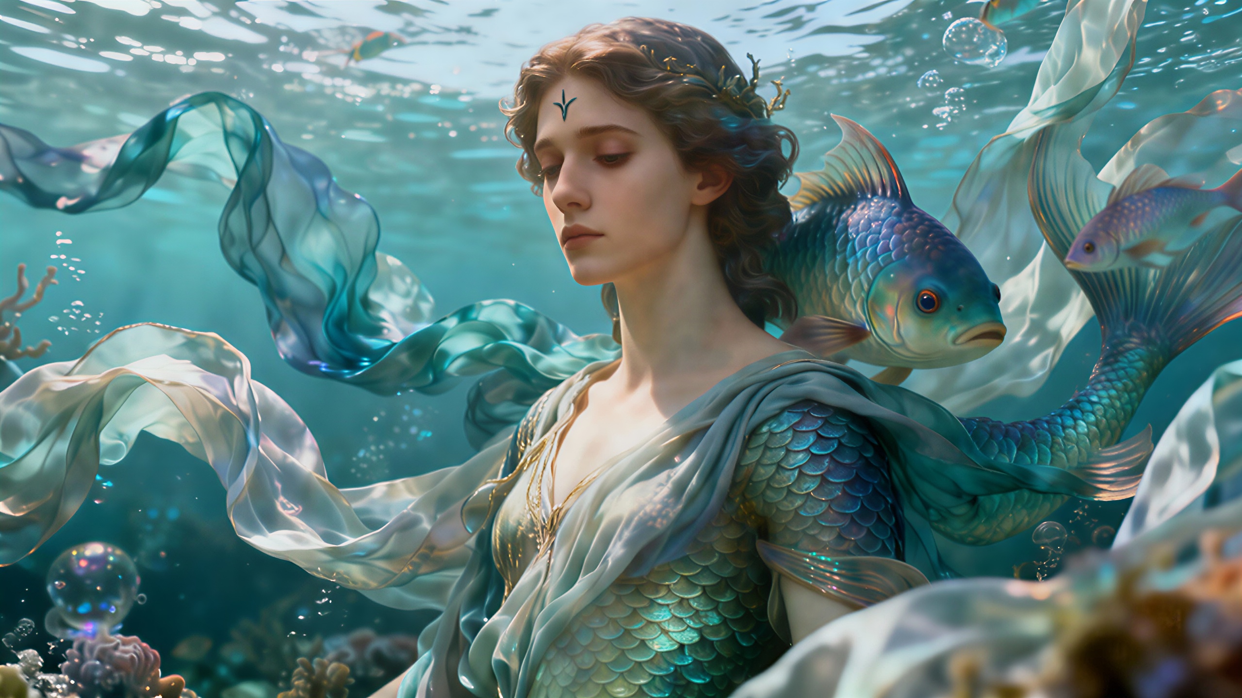 Pisces, der Träumer: Eine ethereal Unterwasserwelt.