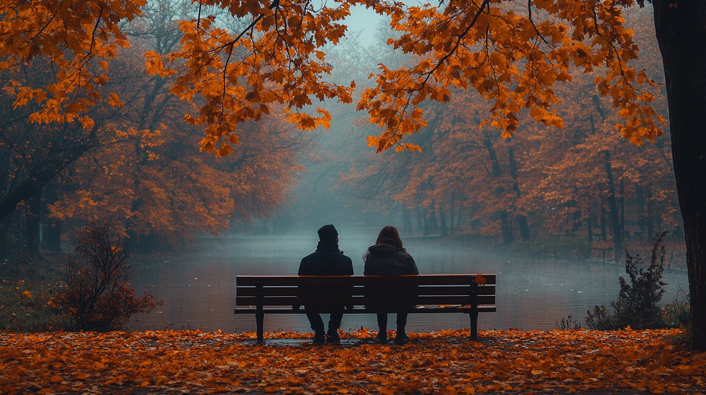 Ein geteilter Weg im Park symbolisiert Verpflichtung versus Unsicherheit.