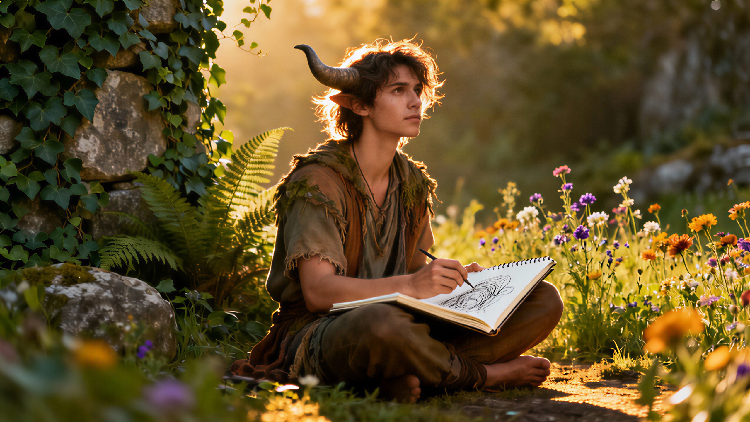 Kreativität eines Stiers in der Natur.