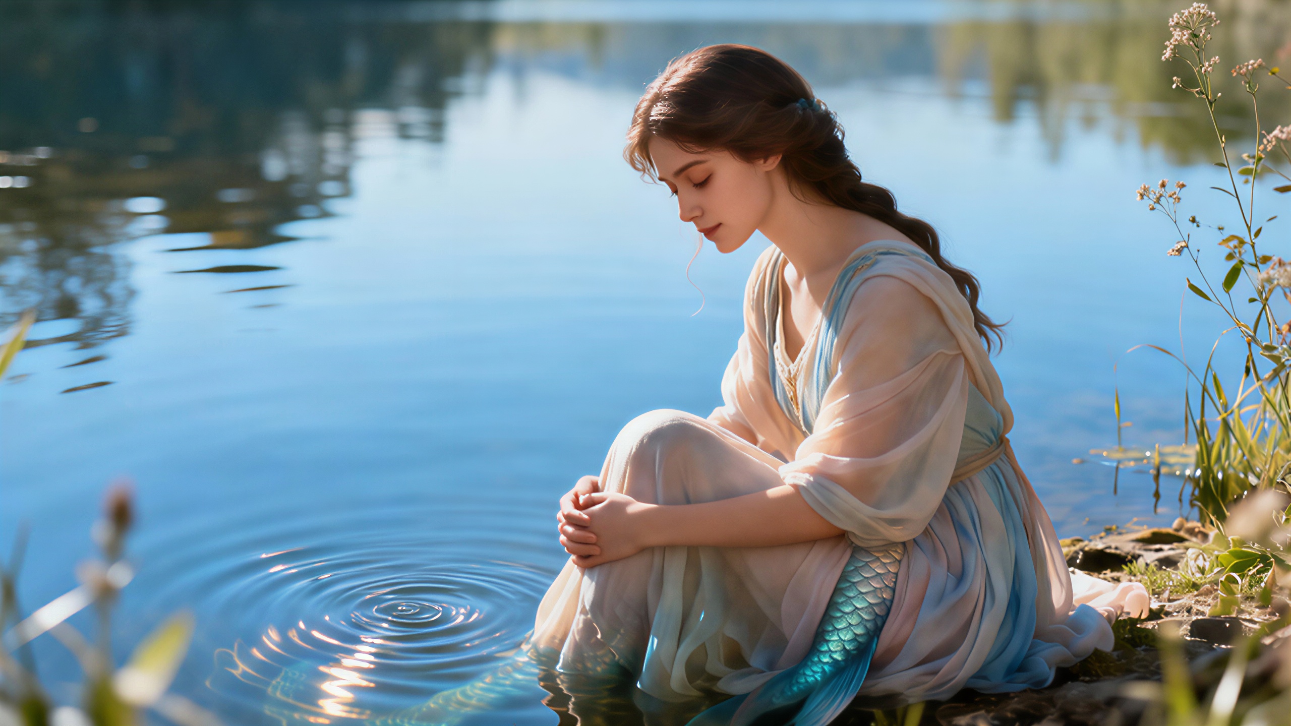 Einfühlsame Fische am Wasser, strahlend in ihrem Element.