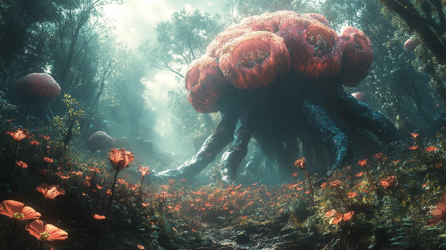 Eine surreale Landschaft reflektiert die Verzerrung der Realität.