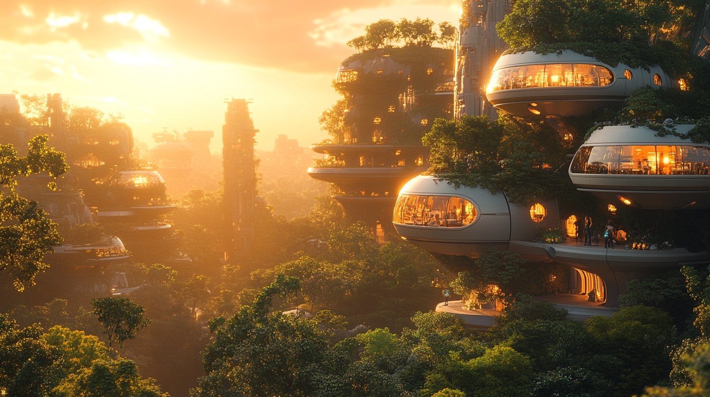 Un vivace skyline cittadino sotto un cielo stellato, simbolo di speranza e nuovi futuri.