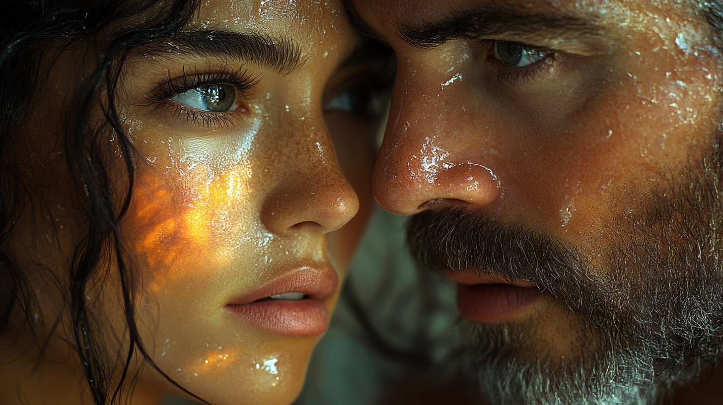 An intense gaze between two people revealing a deep connection.