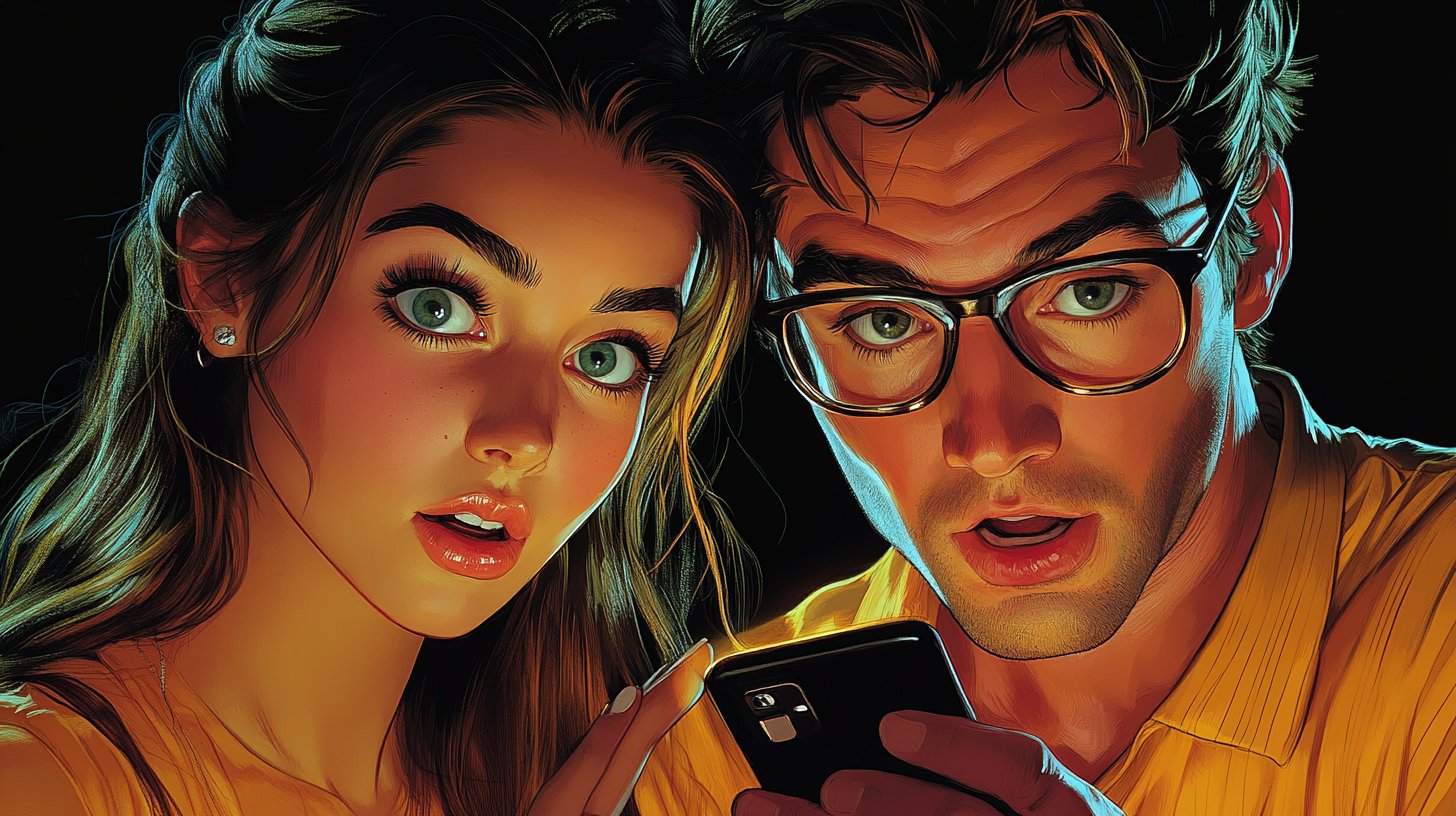 Ein Mann ignoriert eine Frau, während er mit seinem Handy beschäftigt ist.