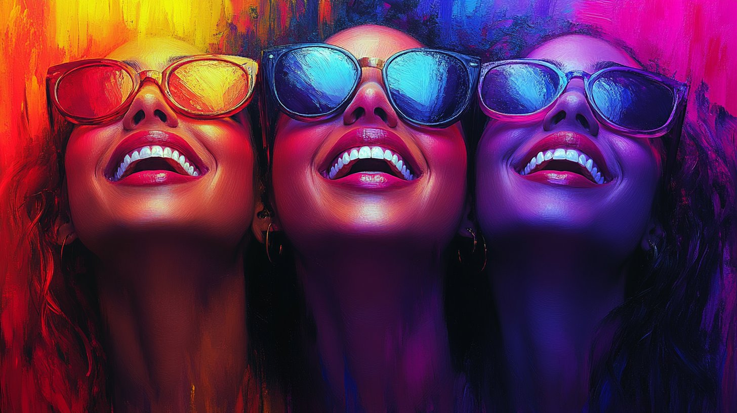 Un momento alegre de amigos riendo juntos y compartiendo felicidad.