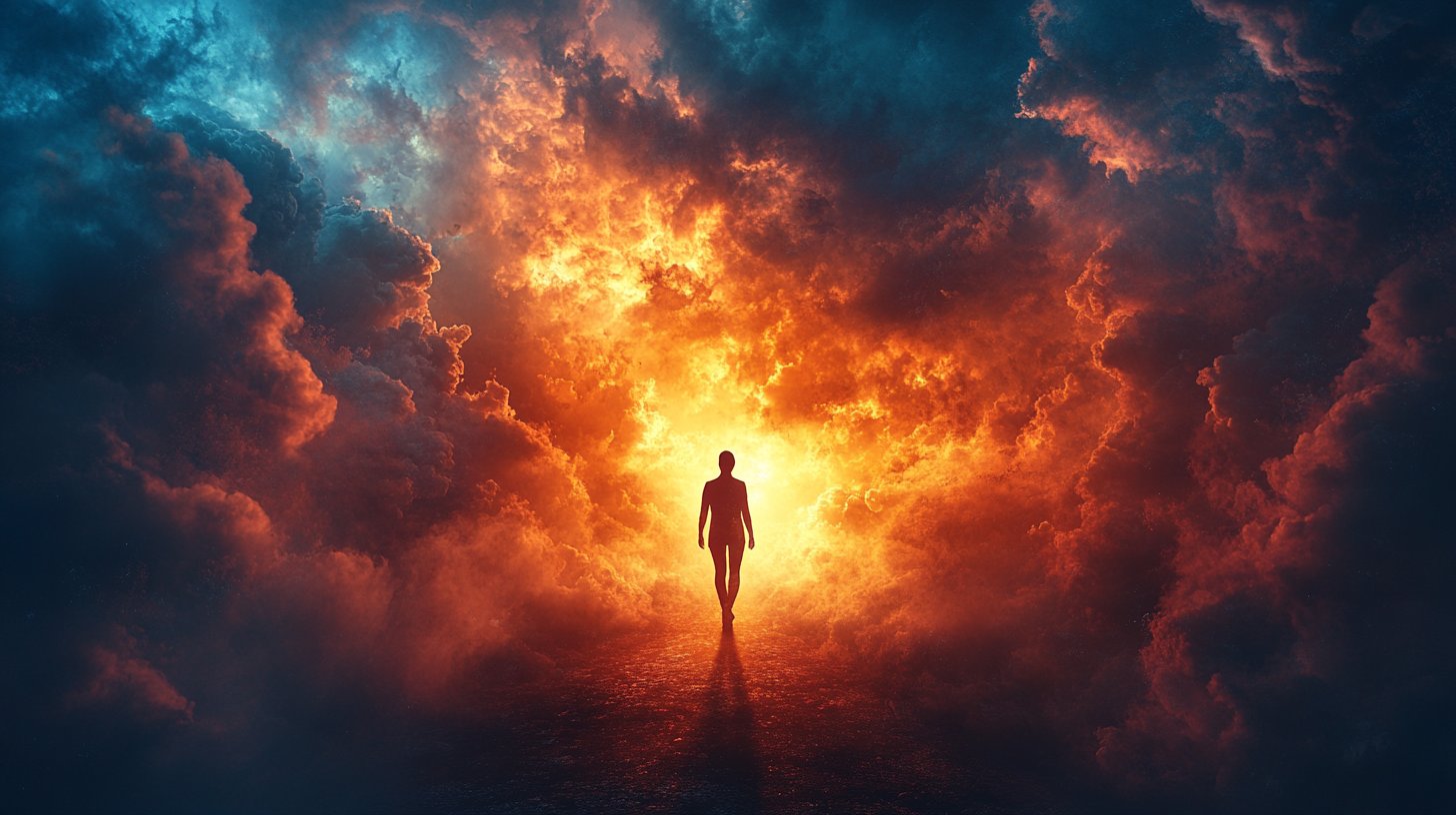 Eine Person steht an einem Scheideweg und wägt Entscheidungen ab.