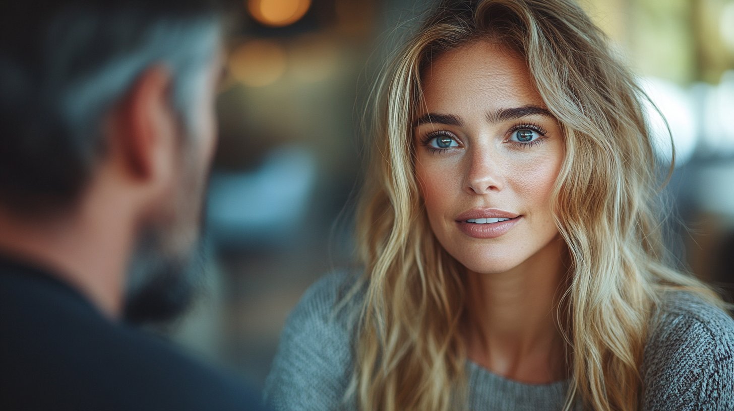 Herzliche Unterhaltung, offene Körpersprache, wirkungsvolle Kommunikation.