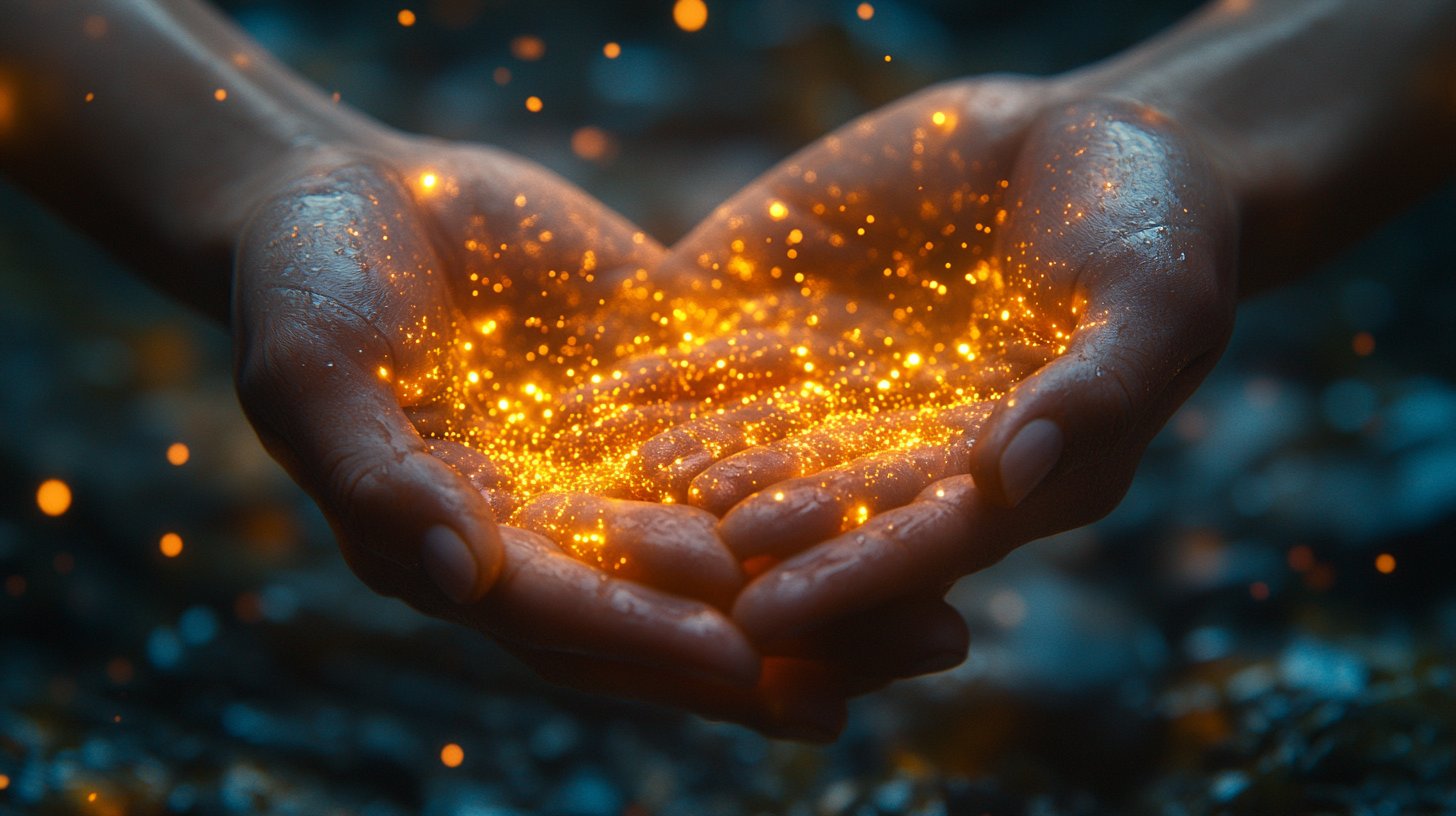 Due mani intrecciate nella luce rappresentano la connessione.