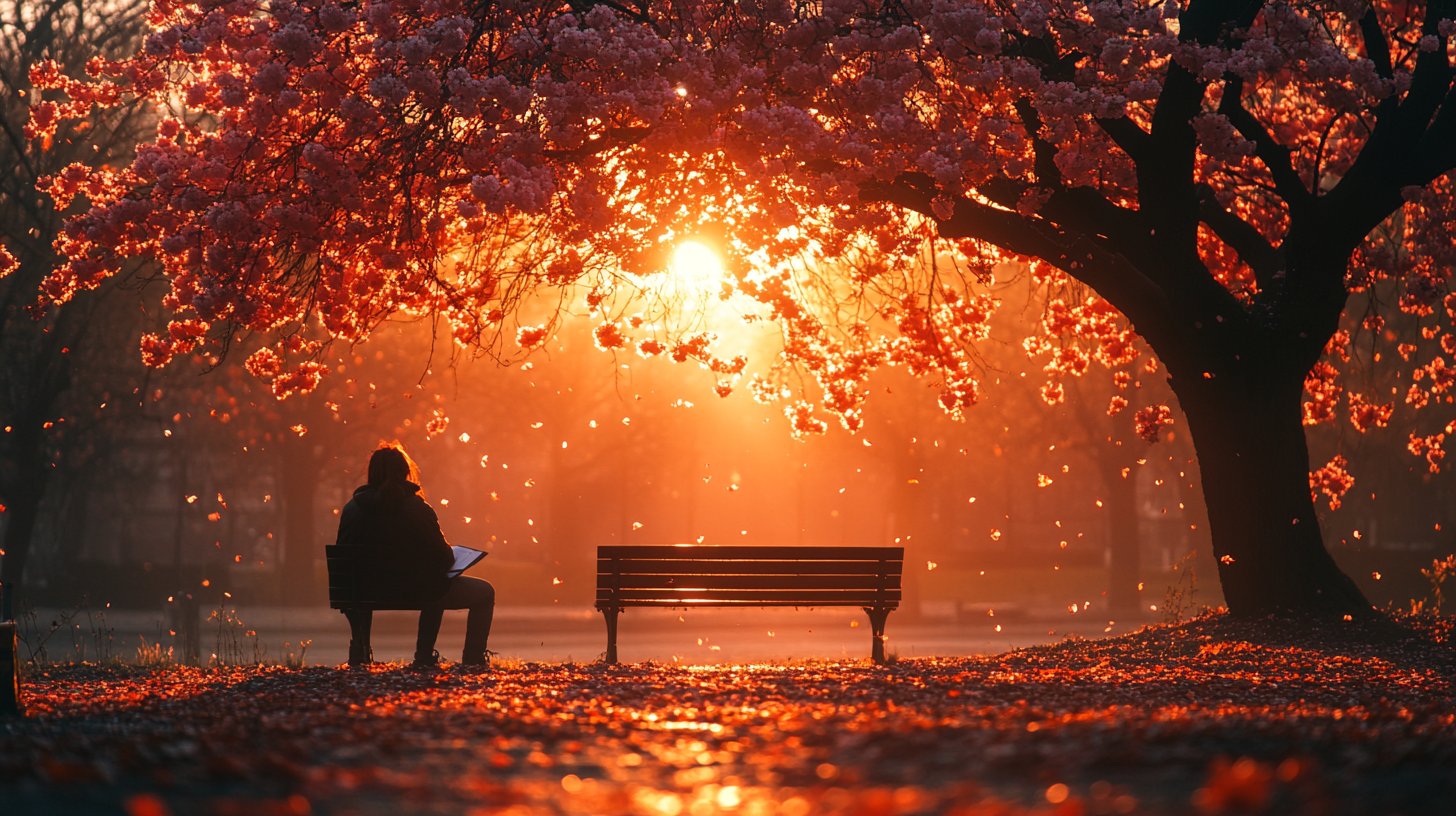 Escribiendo en el parque, esperando el cambio.