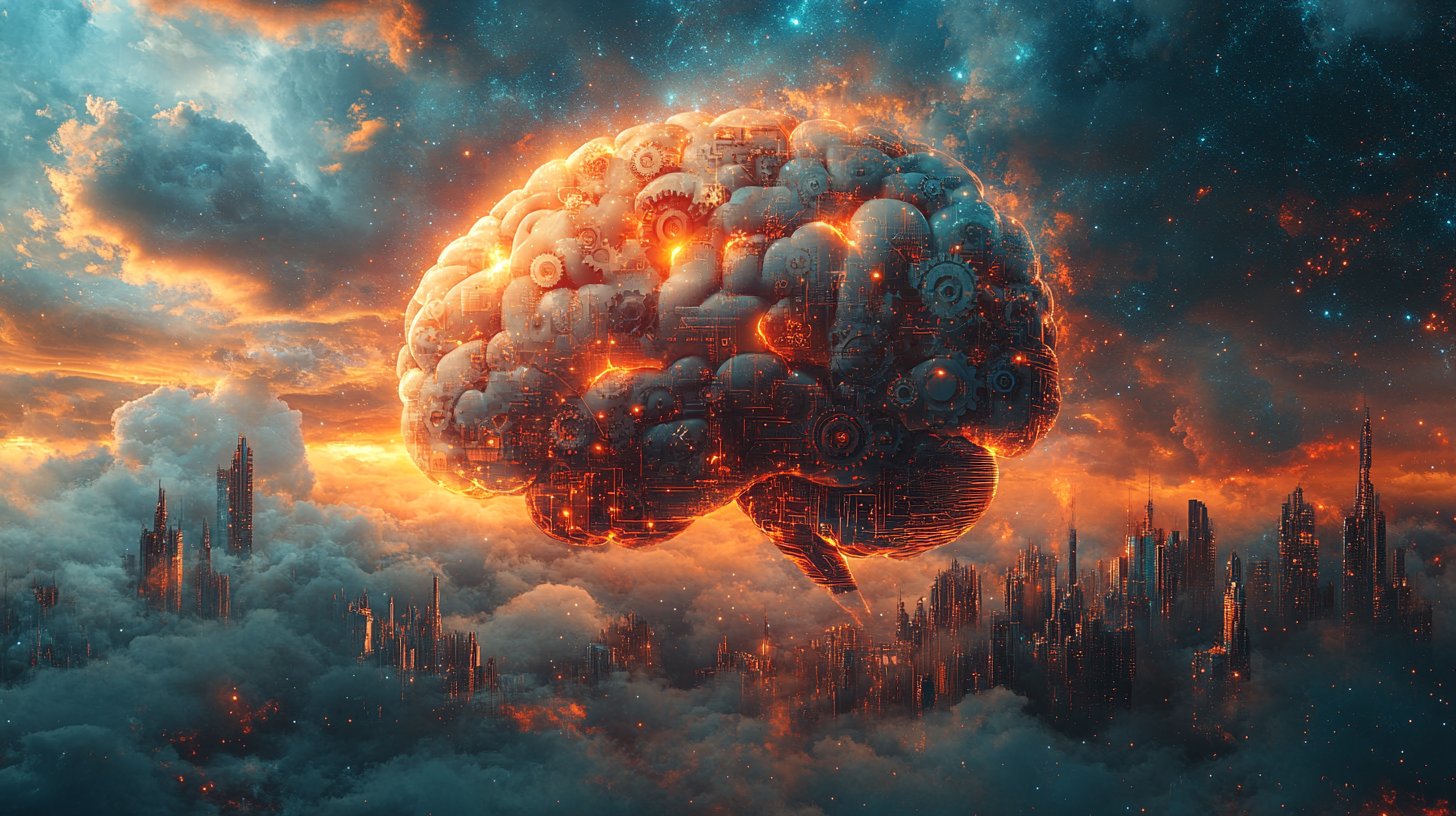 A brain merging thoughts and ideas together.