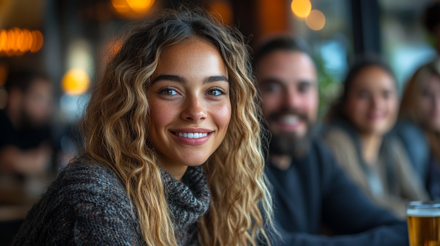 Gruppo diversificato impegnato in conversazioni profonde in un caffè accogliente.