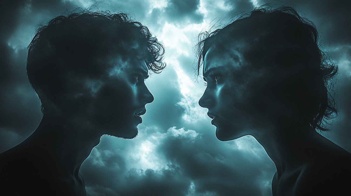 Tensión y falta de comunicación; conflicto bajo nubes tormentosas.