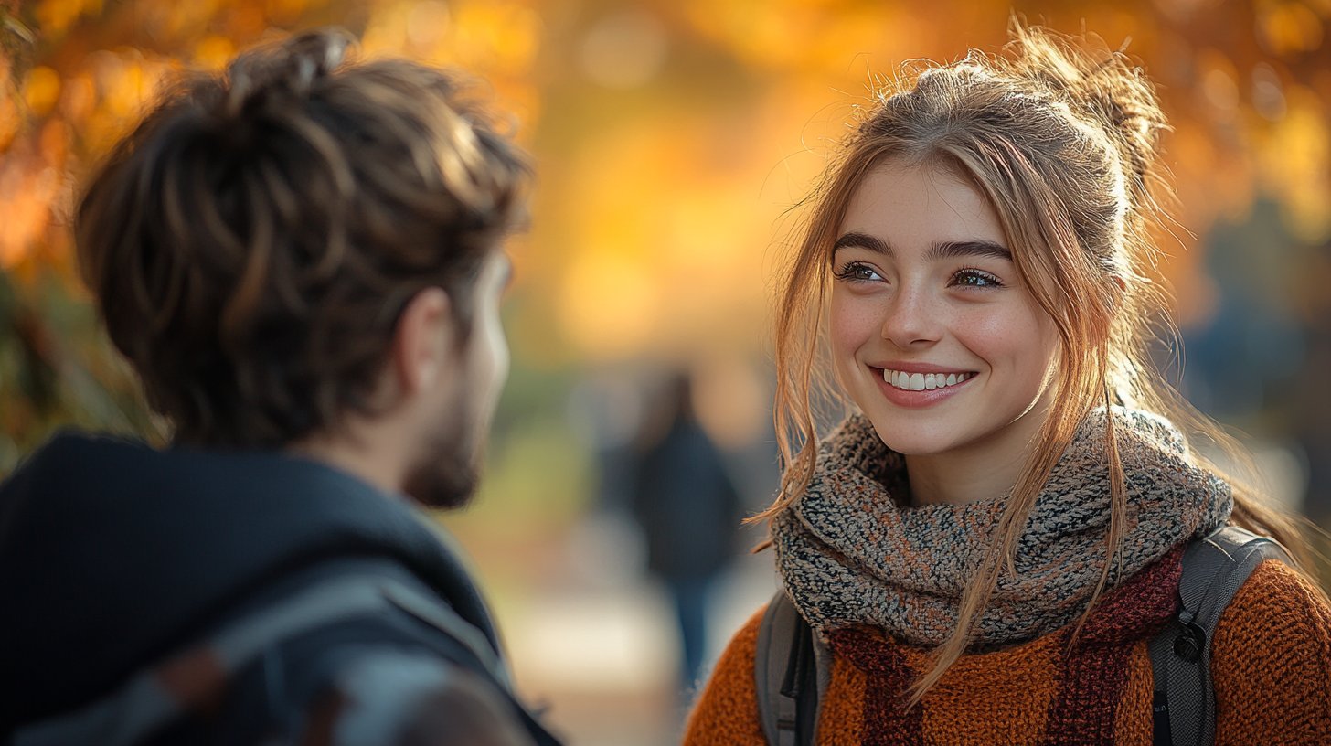 Scambio amichevole in un parco sereno.