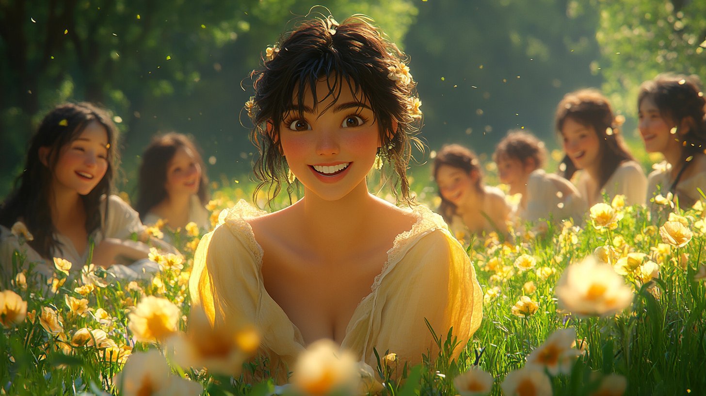 Friends share laughter and joy in a sunny park.