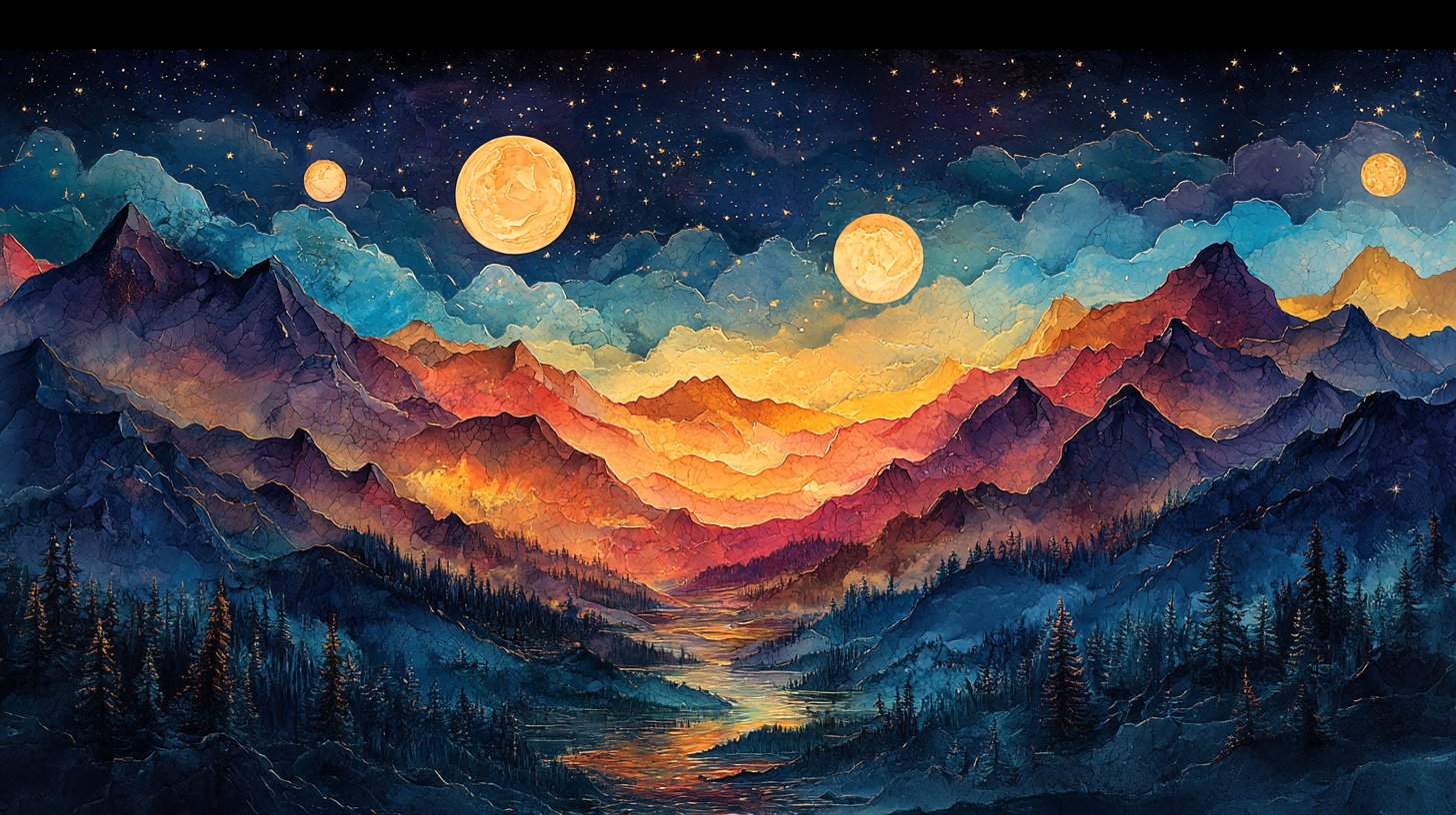 Una coppia di Ariete avventurosa che esplora un paesaggio vibrante e ardente.