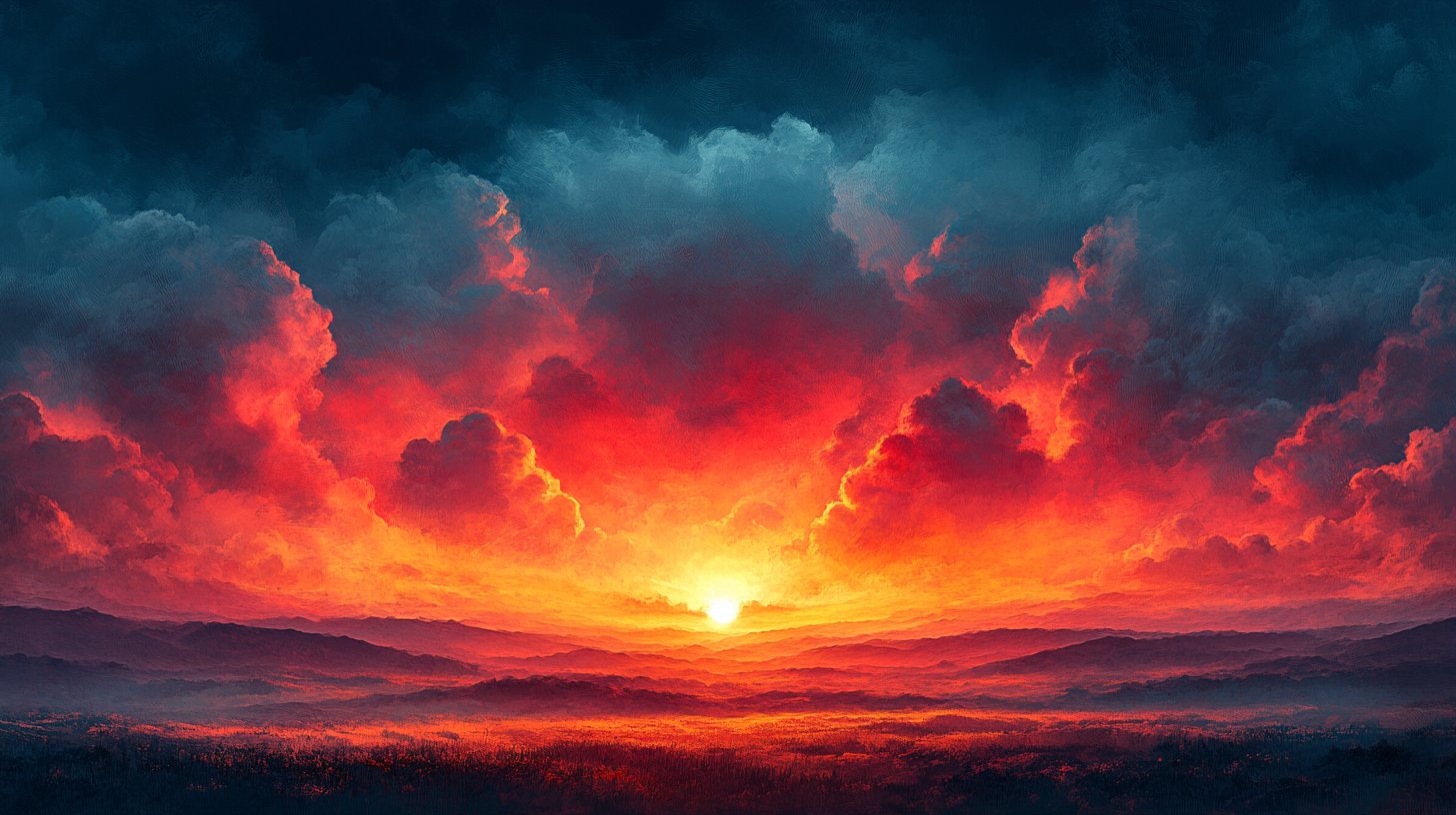 Nuvole scure su un paesaggio luminoso simboleggiano la negatività.