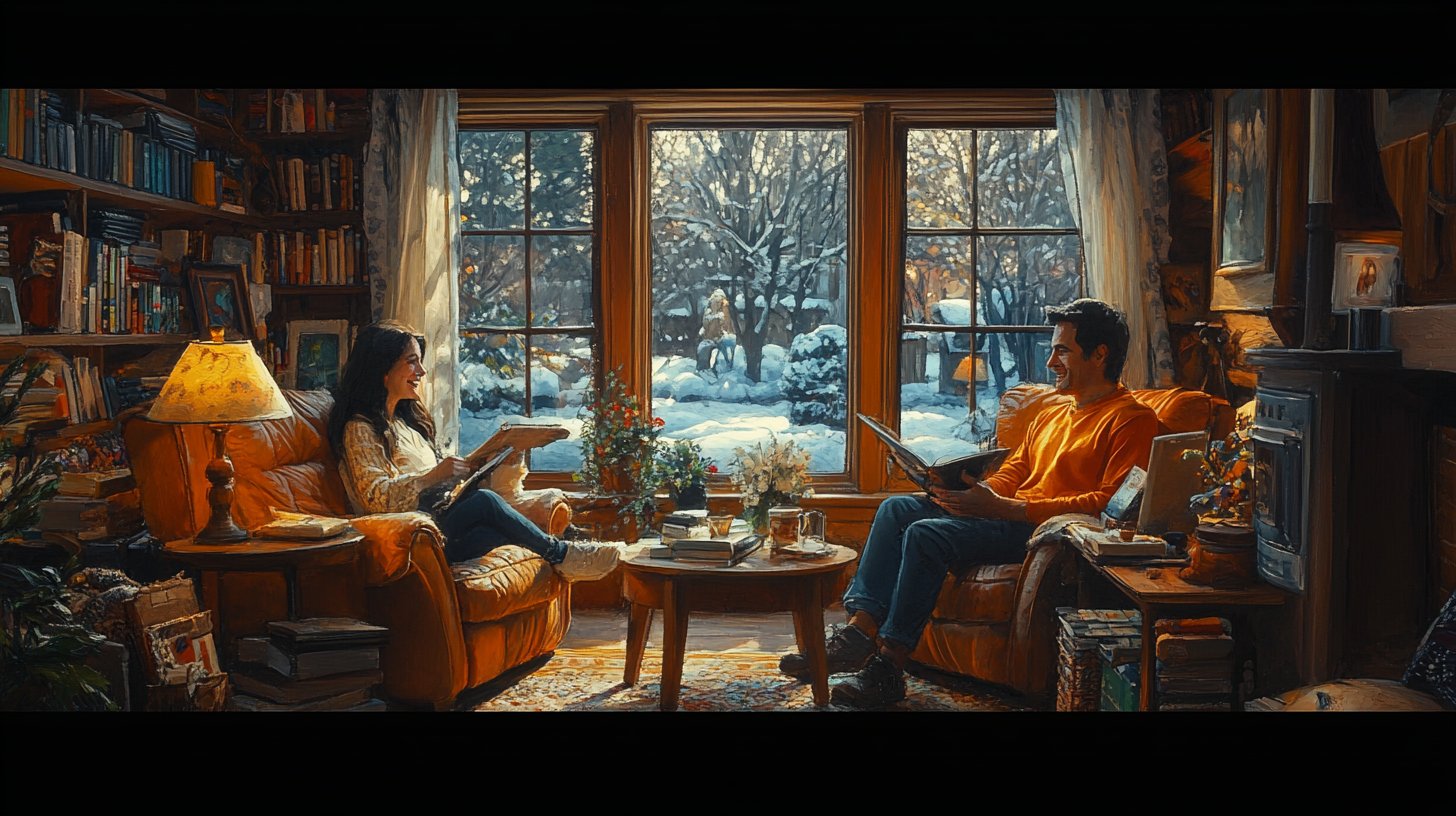 Ein gemütliches Wohnzimmer voller Lachen und Wärme.