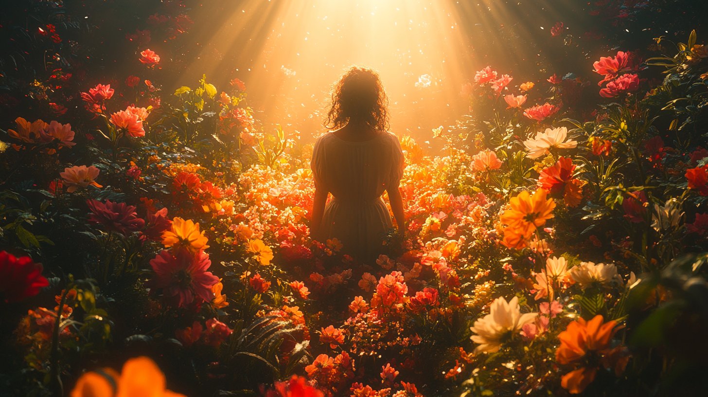 Ein üppiger Garten symbolisiert Selbstentdeckung und inneres Wachstum.