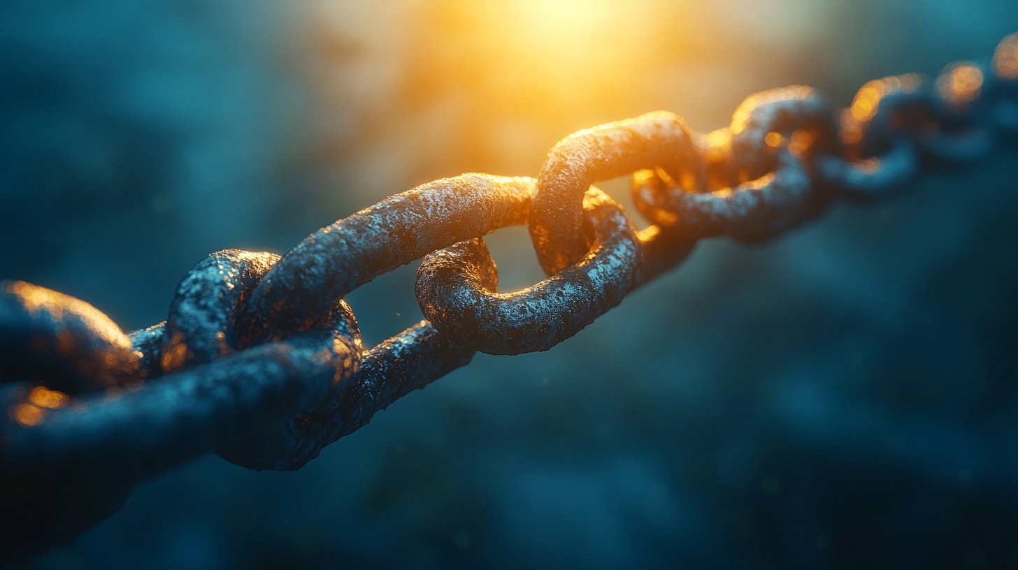 Une chaîne brisée symbolisant la lutte pour la liberté.