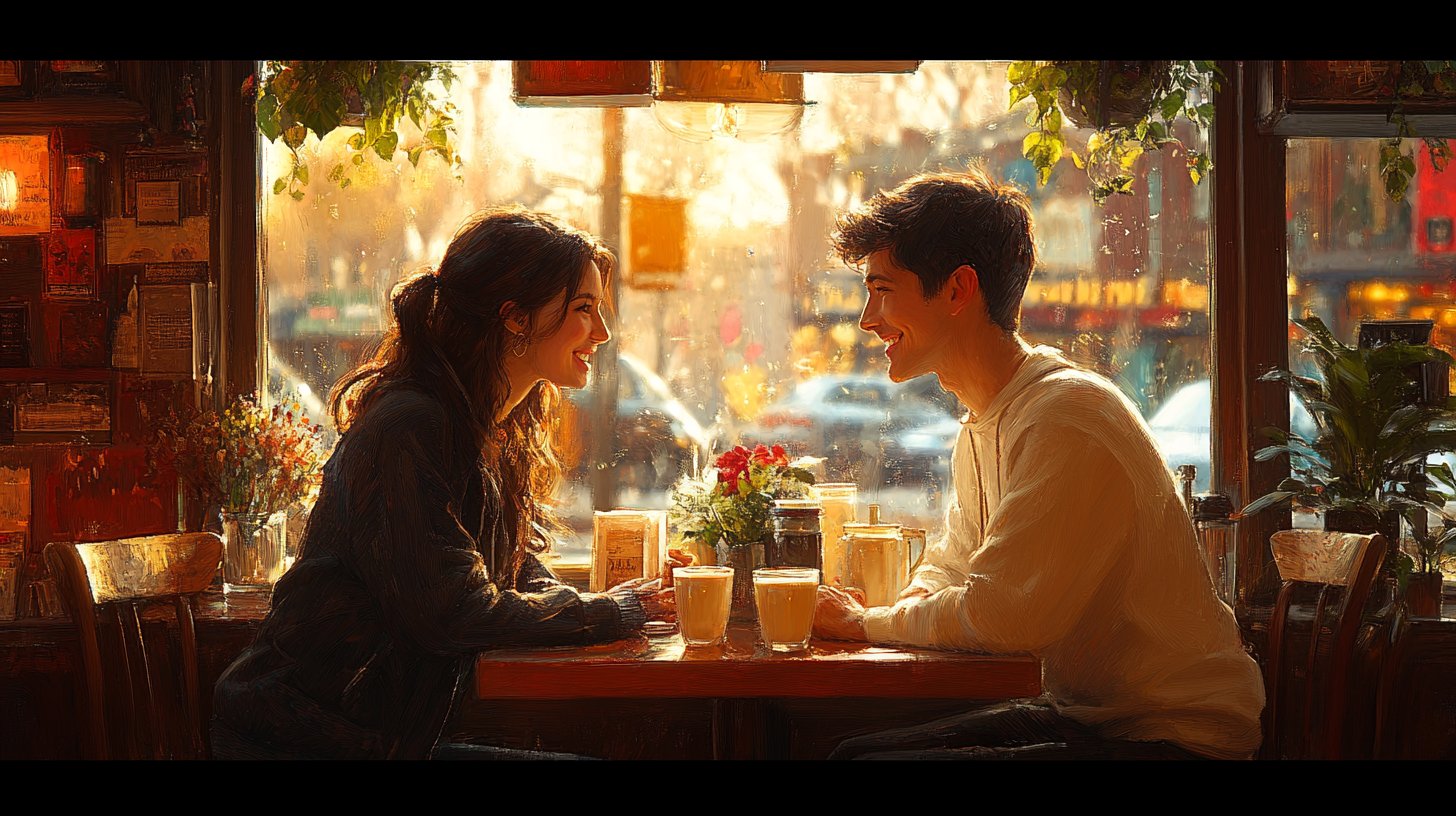 Una acogedora cafetería donde florecen nuevas amistades.