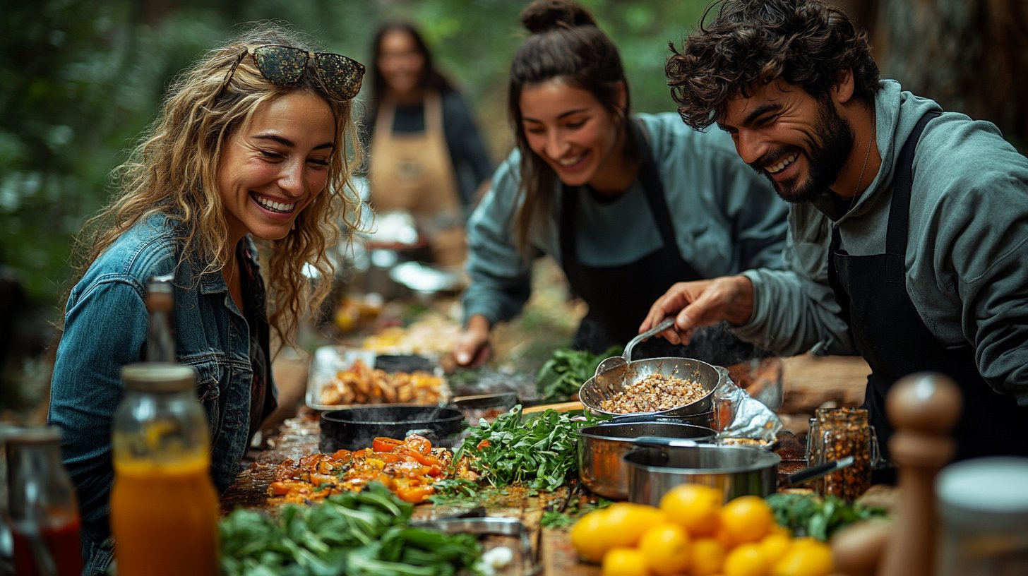 Amigos compartiendo alegría a través de actividades coloridas.