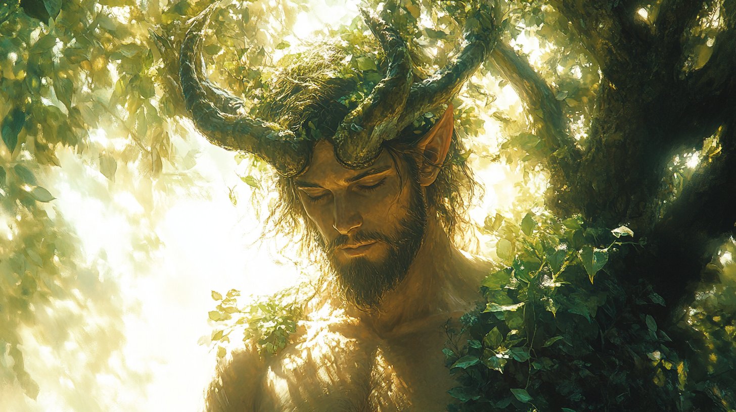 Ein positiver Capricorn-Mann, umgeben von Wachstum und Licht.