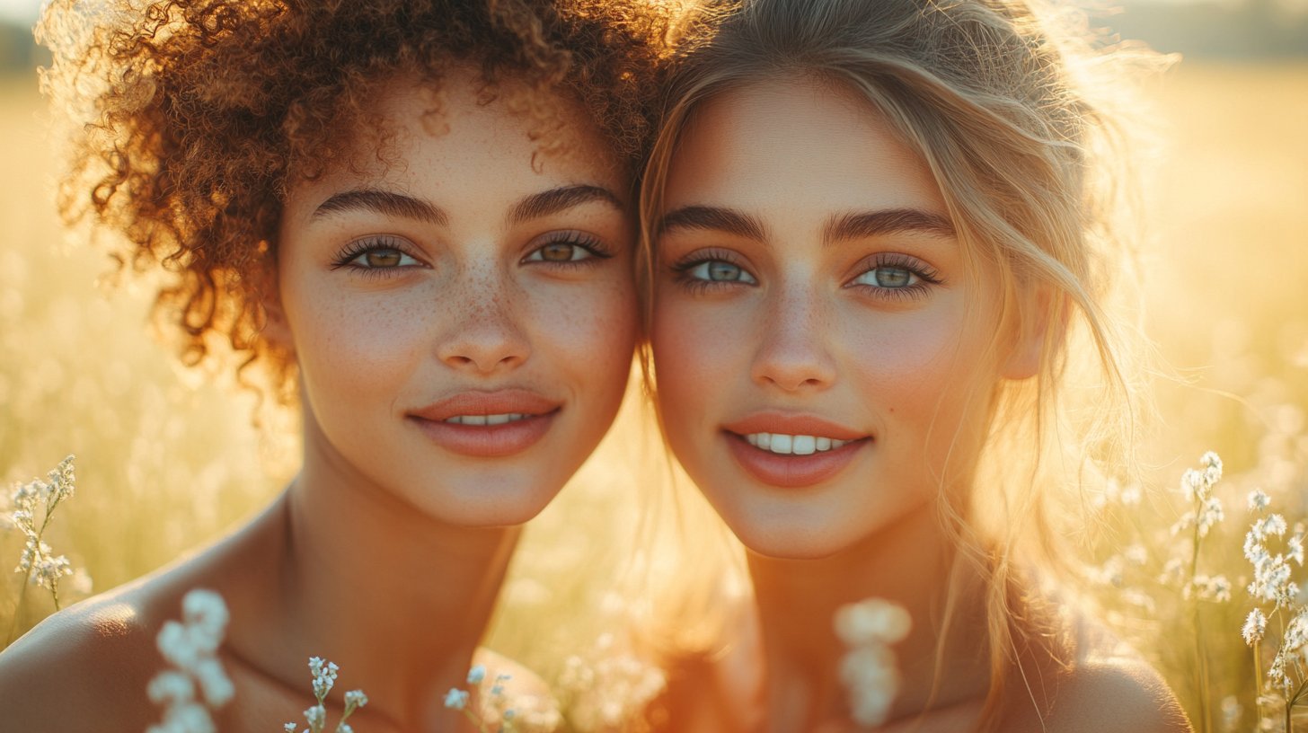 Un momento sincero di sorrisi e gratitudine nella natura.