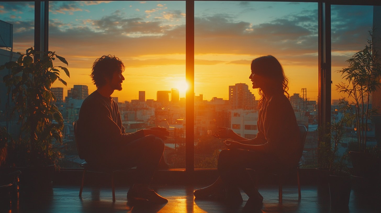 Deux personnes ont une discussion ouverte et honnête.