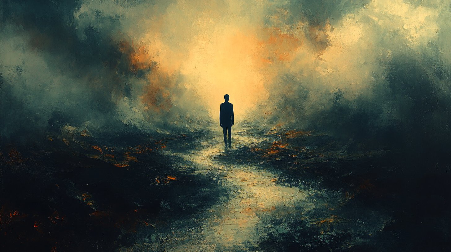 Una persona pensierosa si sente isolata tra la vita vibrante.