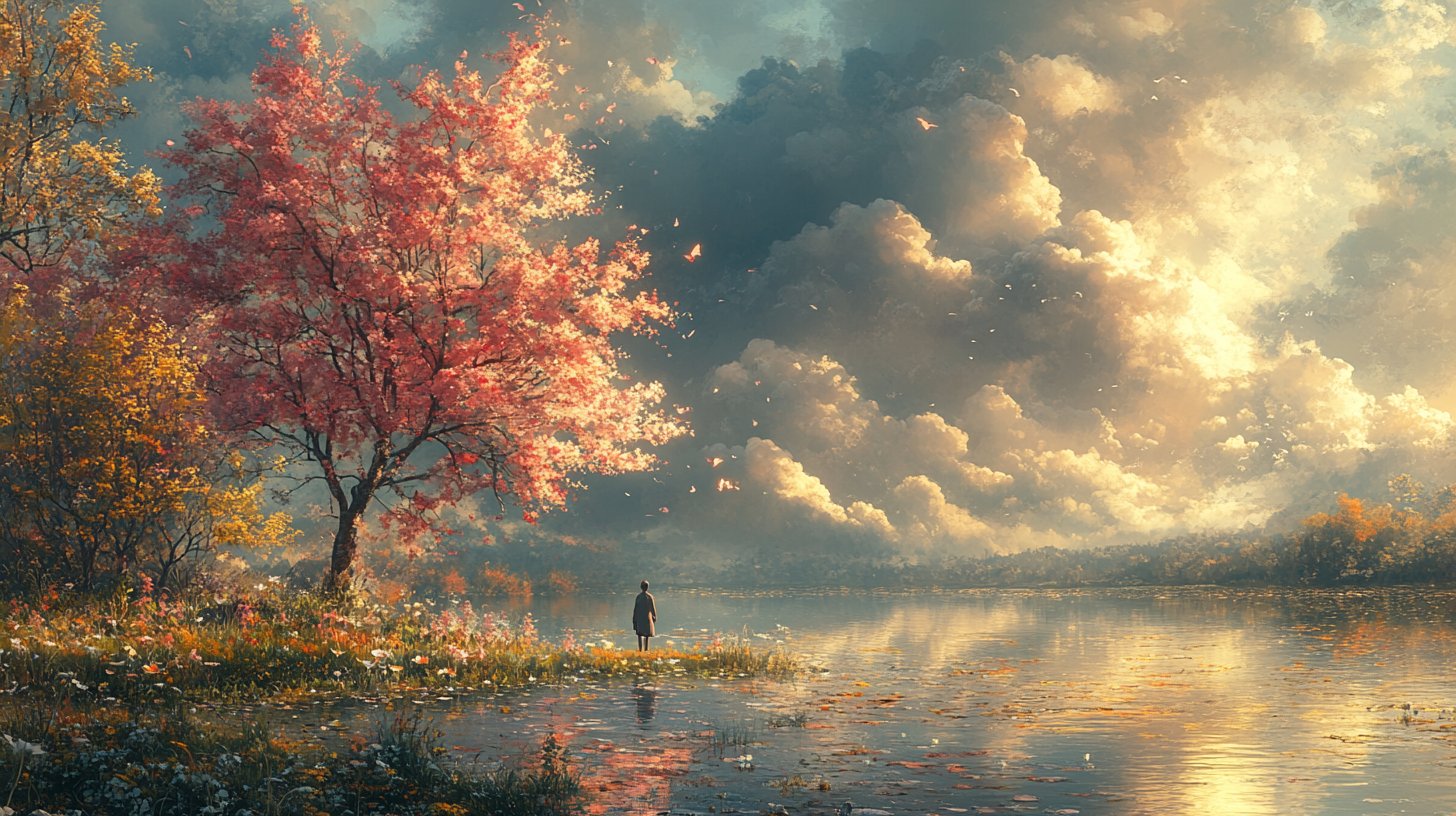 Eine Person beobachtet nachdenklich Veränderungen in der Natur.