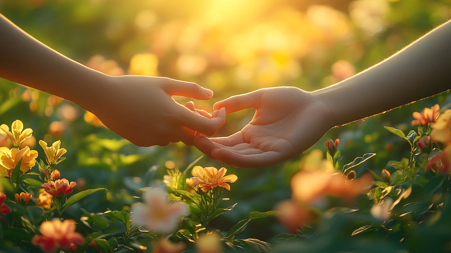 Zwei Hände symbolisieren Einheit in einer gesunden Beziehung.