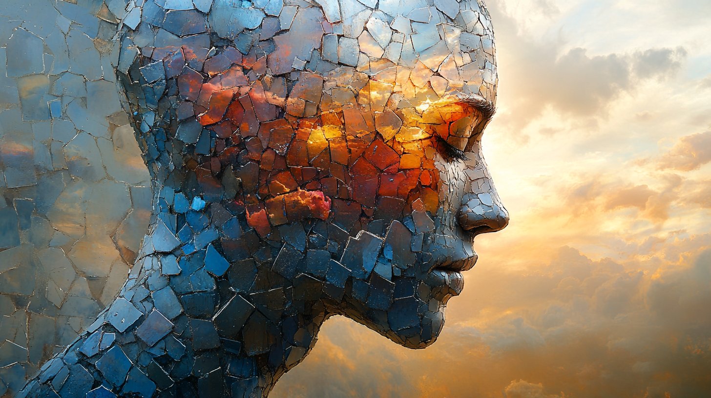 Una representación abstracta de la transformación de la autoestima en un espejo.