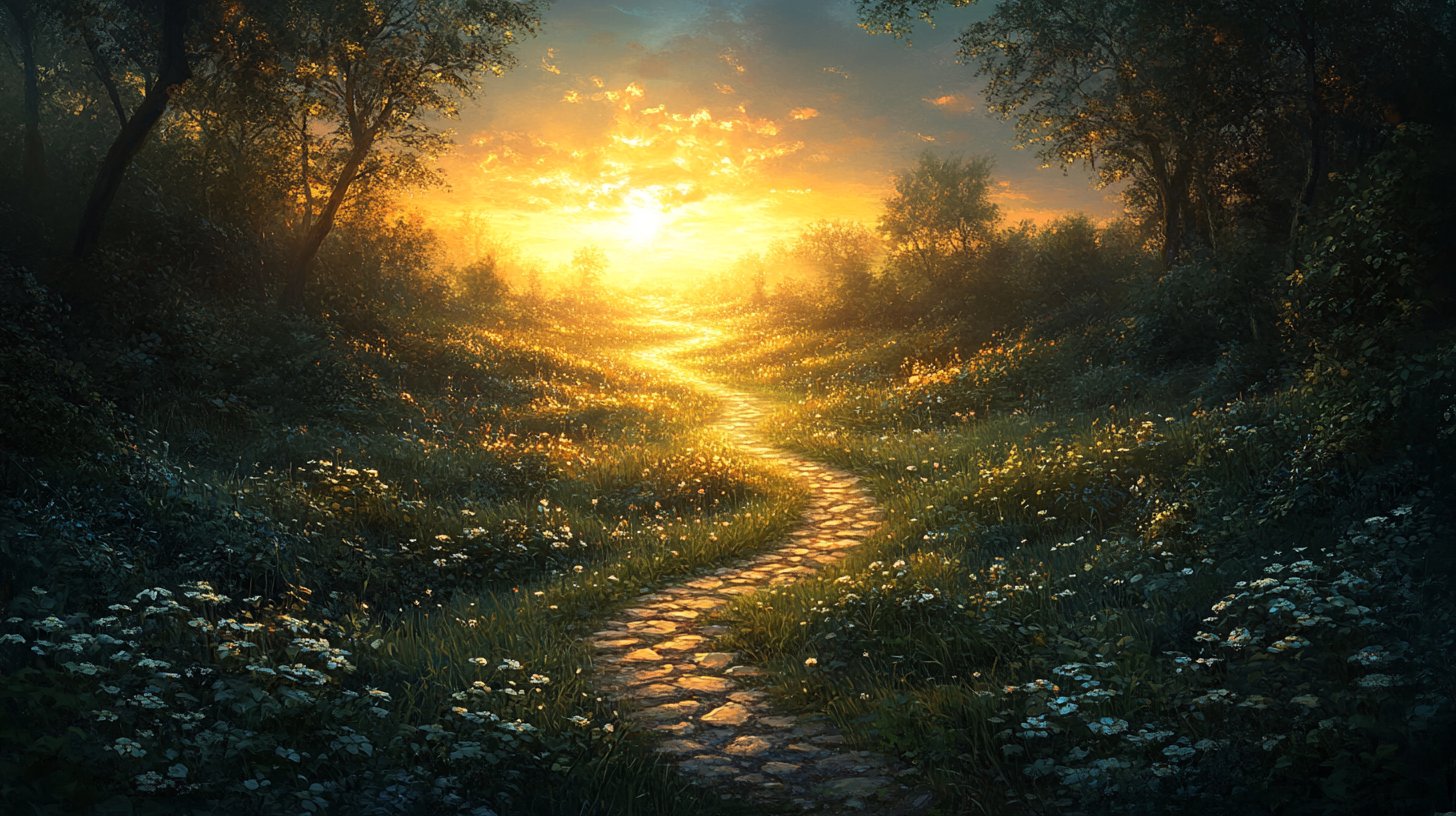 Ein inspirierender Weg, der zu einem hellen Horizont voller Hoffnung führt.