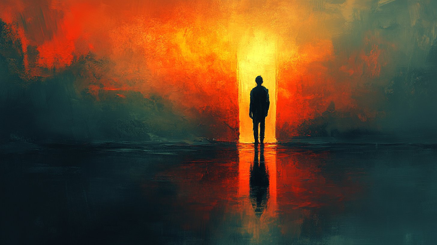 Une personne devant un miroir, son reflet s'effaçant, illustrant la perte d'identité.