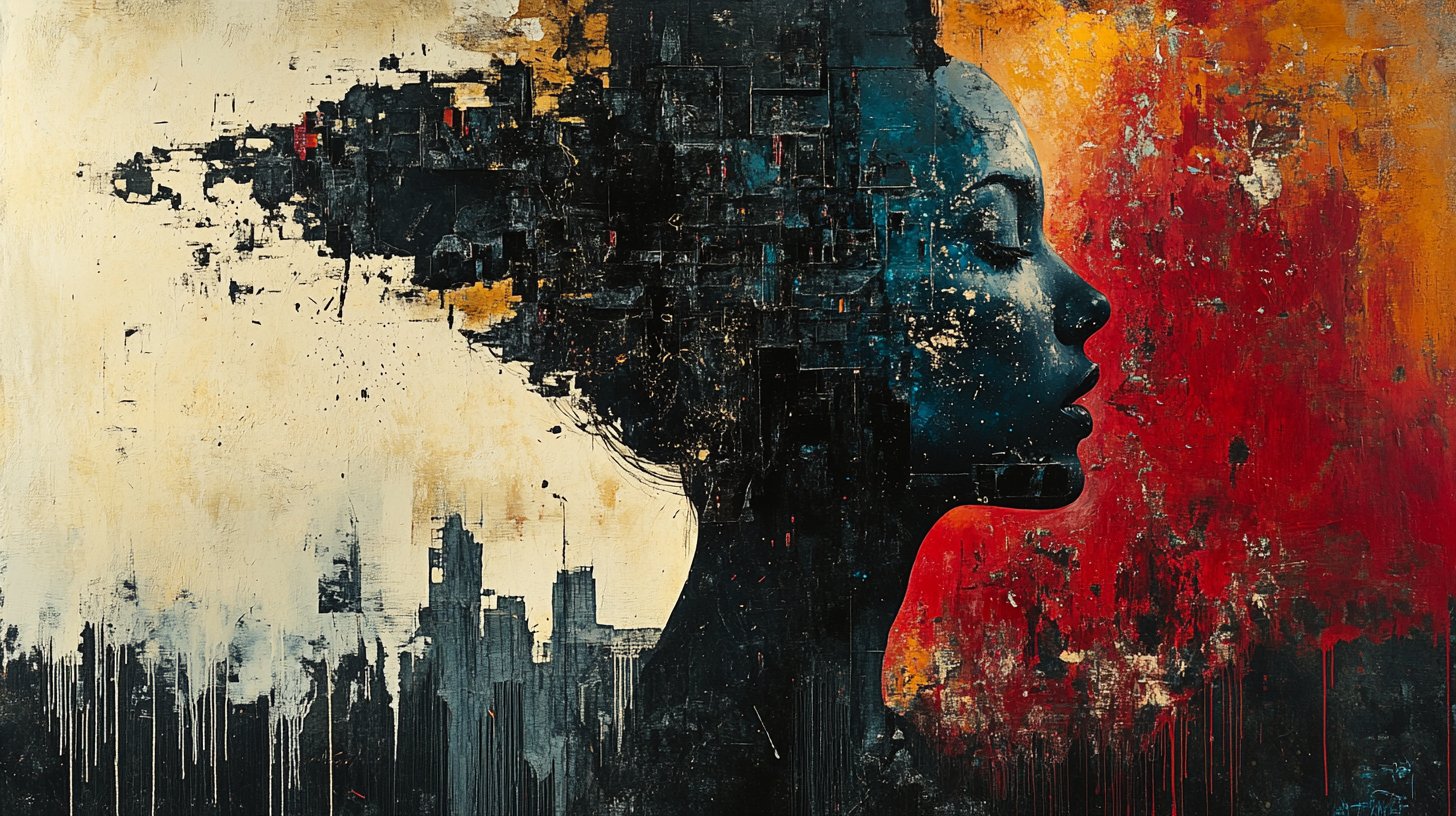 Une représentation abstraite du choc et du déni.