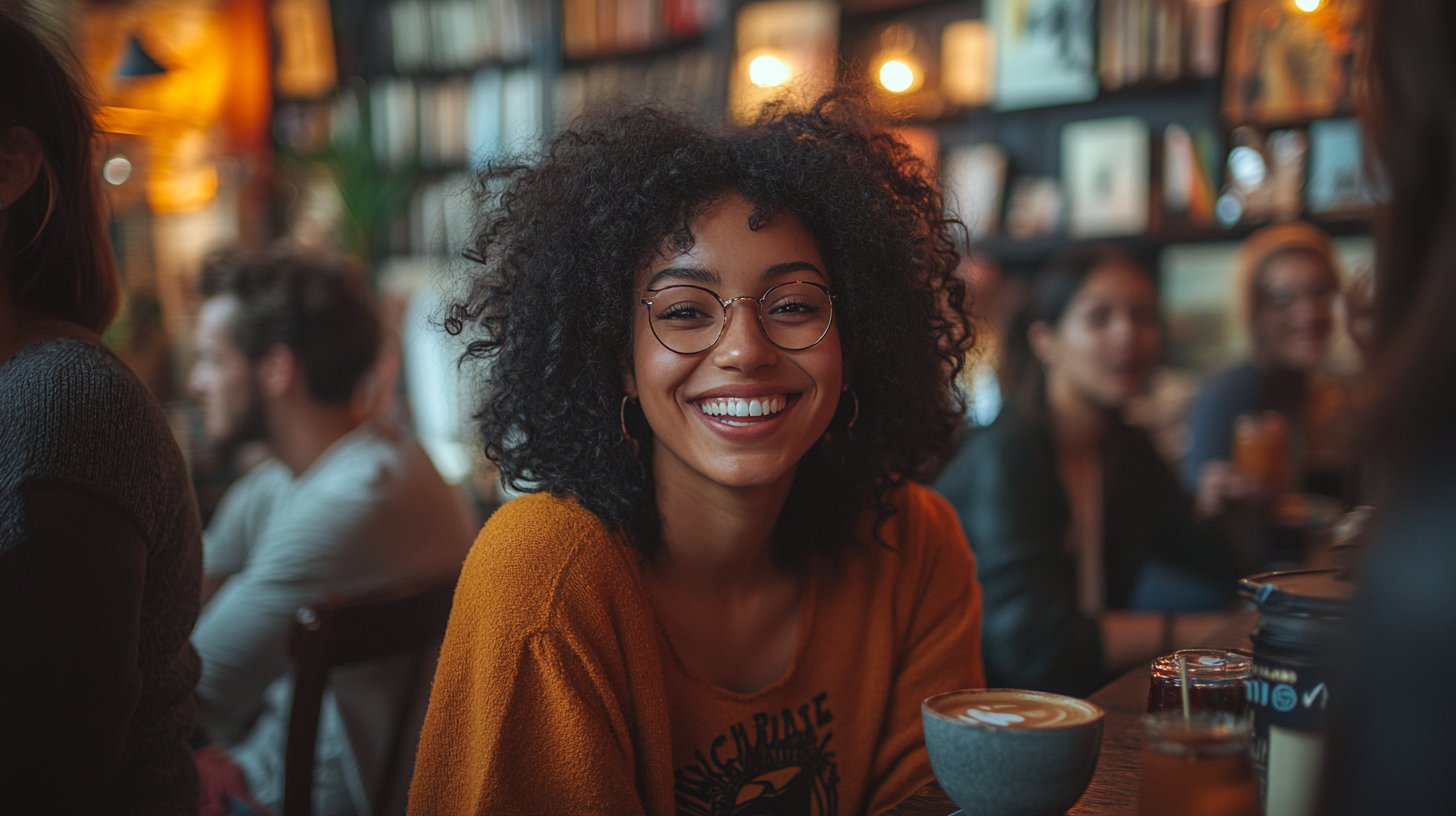 Una escena acogedora de dos personas compartiendo un pasatiempo con alegría.