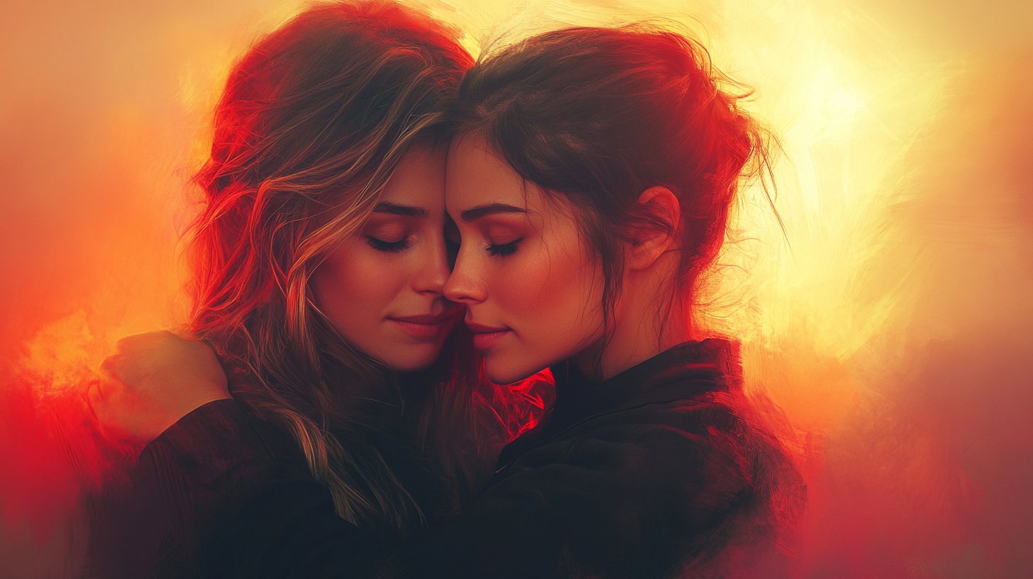 Un amigo solidario abraza a otro en momentos difíciles, simbolizando compasión.