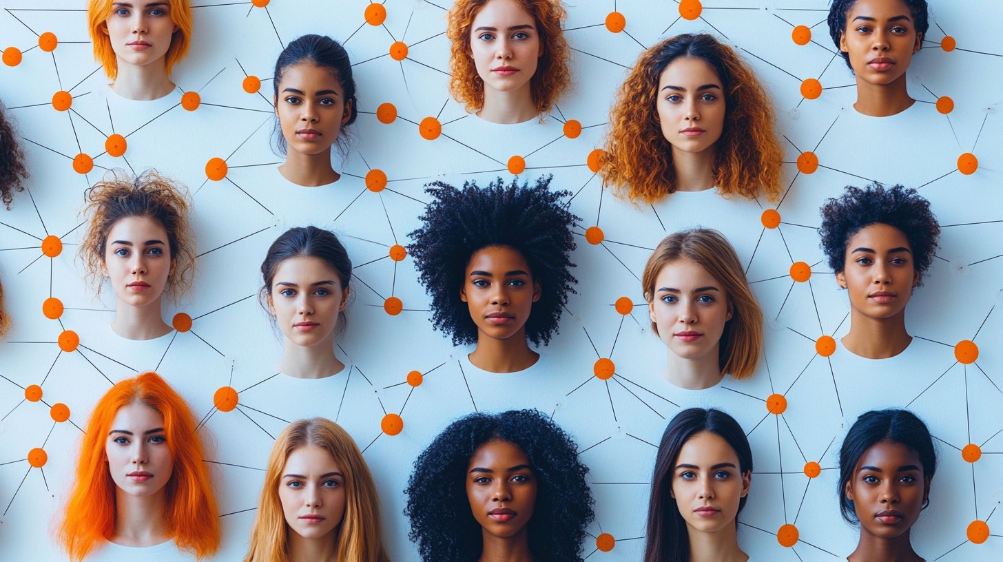 Ein Netzwerk von Menschen, jeder mit unterschiedlichen Emotionen.