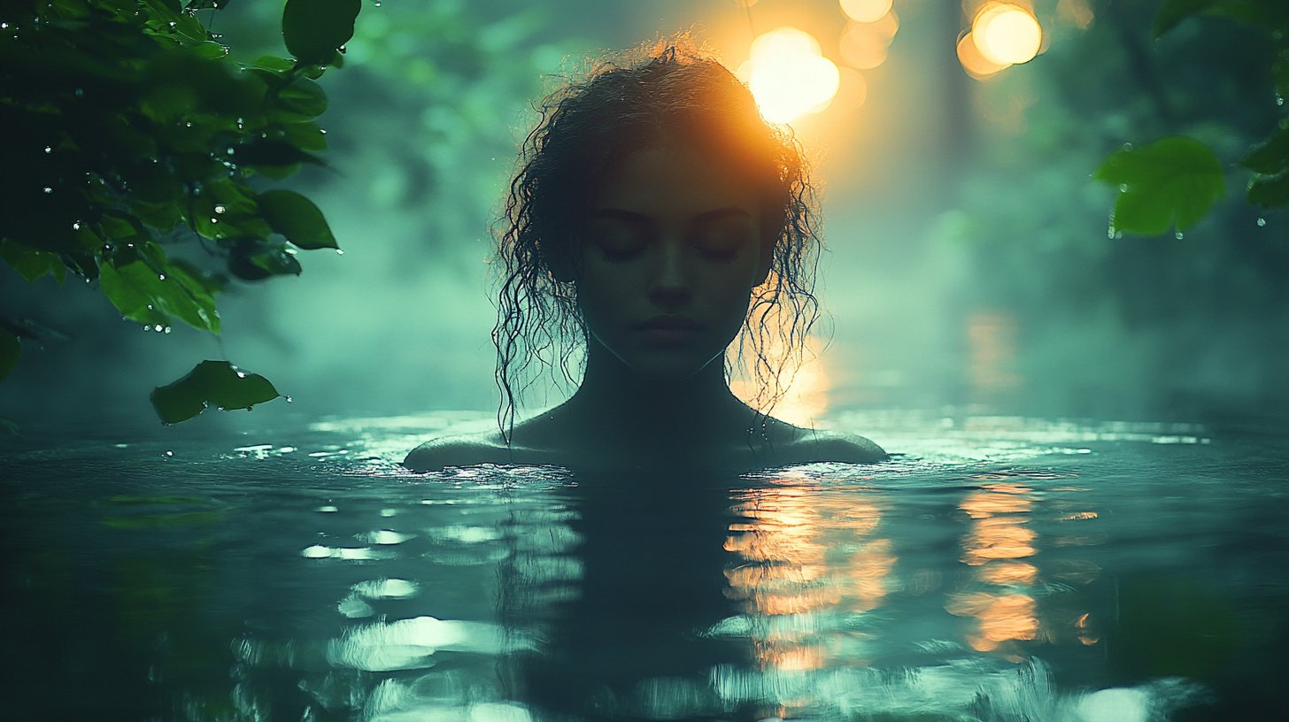 Eine Person reflektiert im sanften Licht der Natur.