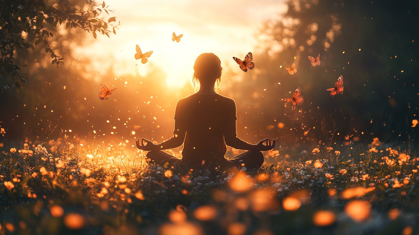 Eine Person, die Selbstliebe in der Natur praktiziert.