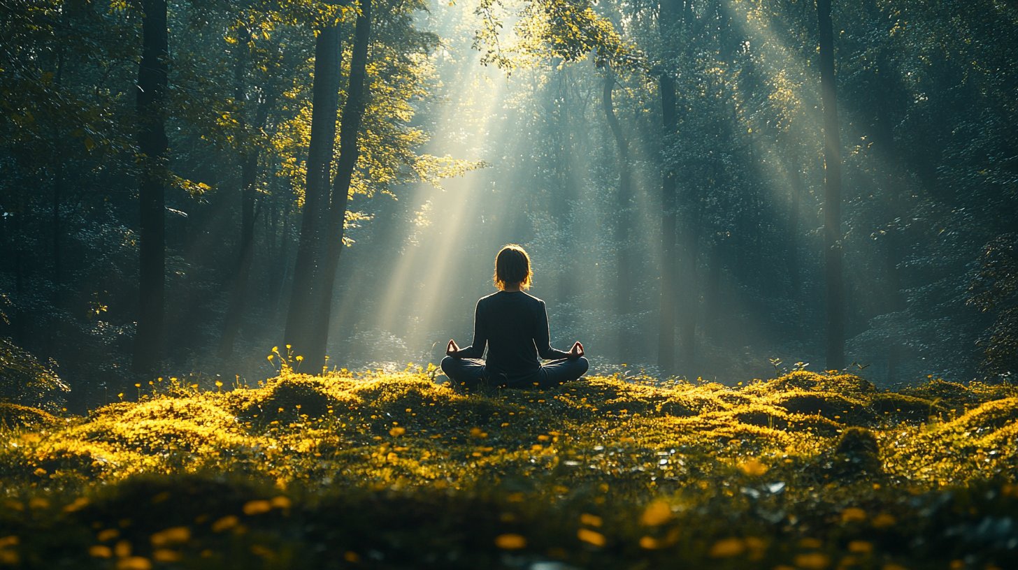 Practicando la atención plena en bosques serenos.