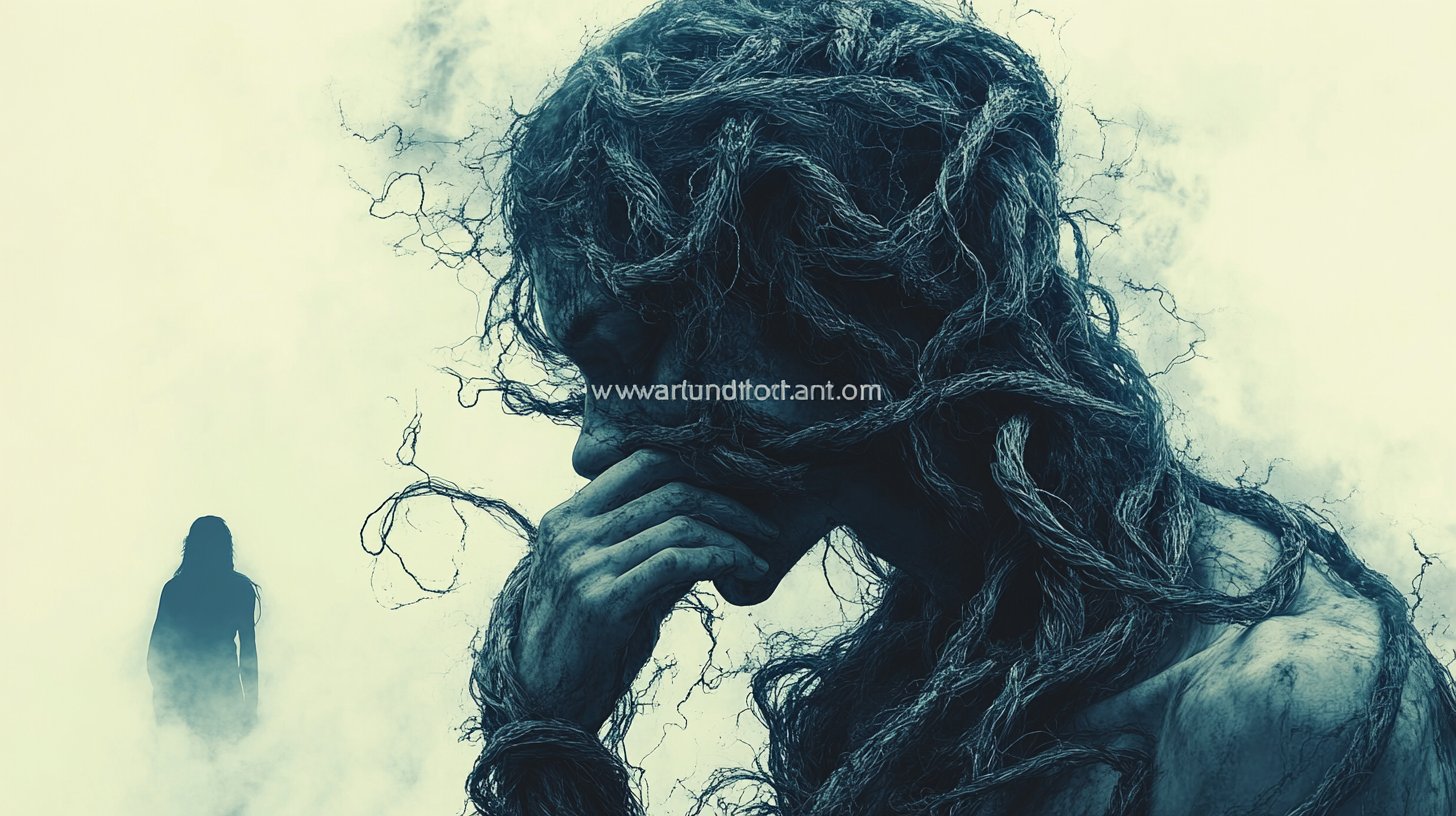 Una cuerda enredada representa la complejidad del vínculo traumático.